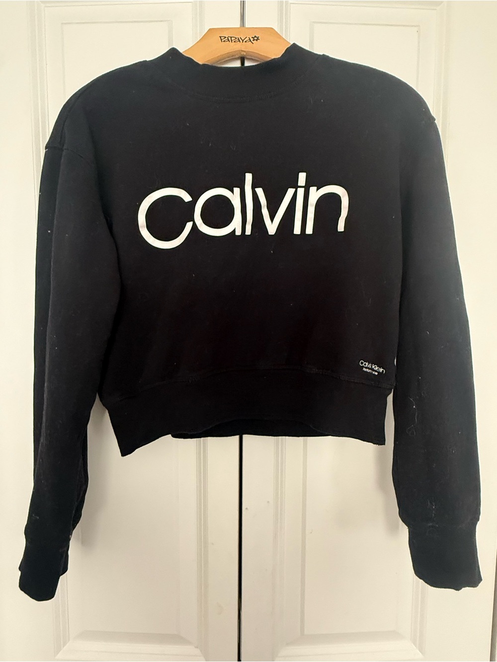 Calvin Klein Black Cropped Logo Sweatshirt